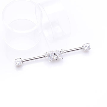 Detail View 1 of Brilliant Princess Arc Sparkle Ends Industrial Barbell-Clear Gem